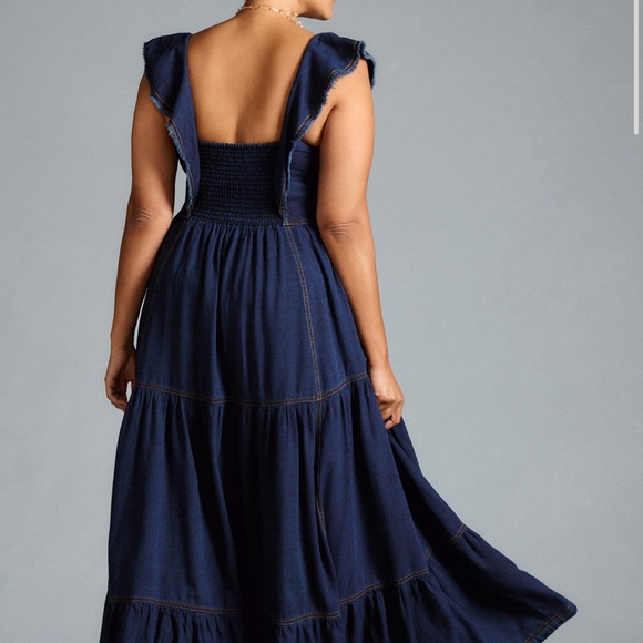 Anthropologie:Pilcro Sweetheart Flutter-Sleeve Denim Buttondown Dress - Picture 6 of 11